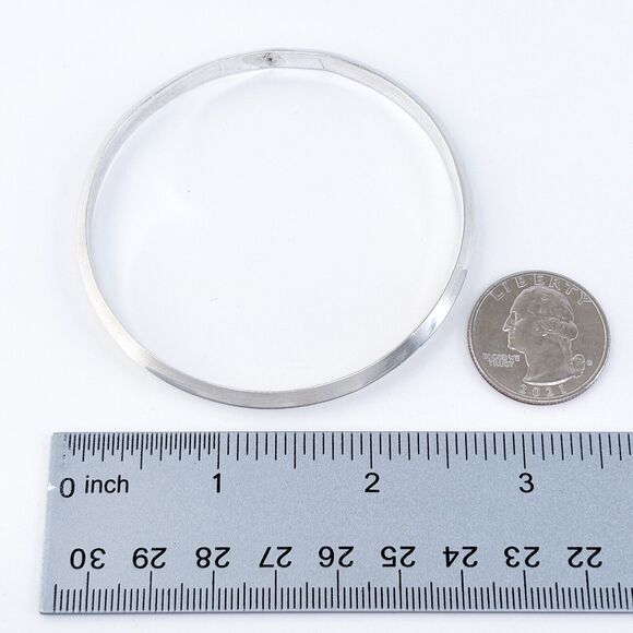 Vintage Sterling Silver 925 Ridge Edge Bangle Bracelet 7.75" - Picture 7 of 7